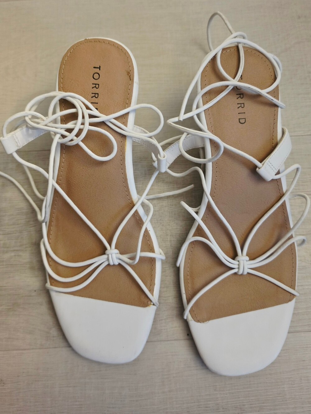 torrid White Lace-Up Strappy Sandals